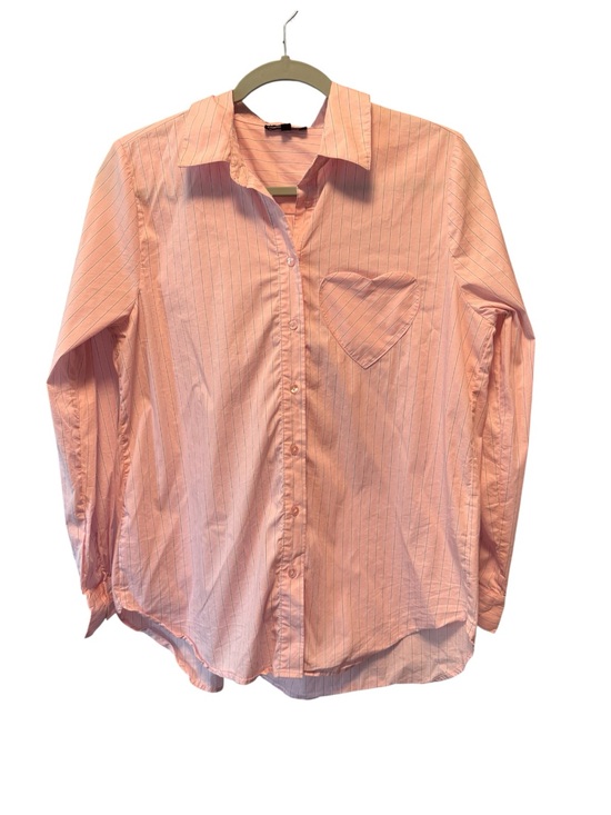 Modern works Tops - Modern Works Pink Pinstripe Heart Pocket Button-Up Shirt – Size Medium